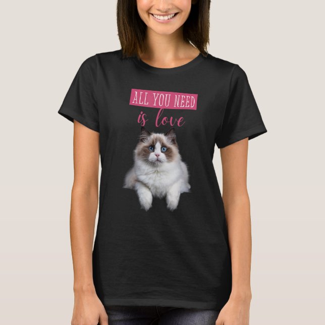 Cute Hidden Kitten Love Message Cat Torn Cloth T-Shirt (Front)