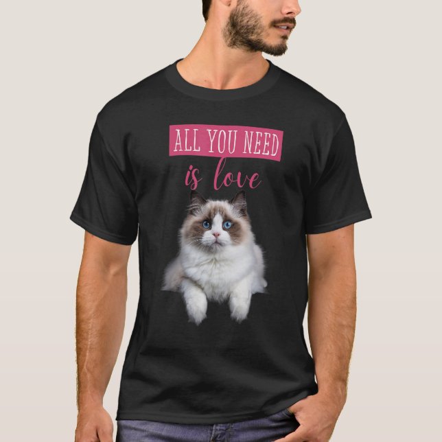 Cute Hidden Kitten Love Message Cat Torn Cloth T-Shirt (Front)