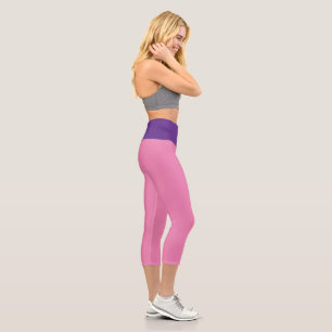 CUTE! High Waisted Capris - Pink & Purple