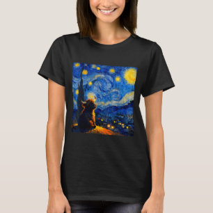 Cute Highland Baby Cow Graphic Van Gogh Style Star T-Shirt