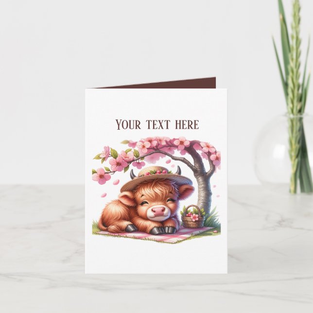 Cute Highland cow add message  Card (Front)