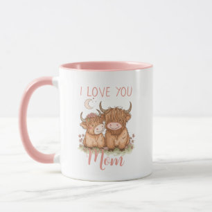 Cute Highland Cow and Mum I Love You Mother's Day  Mug