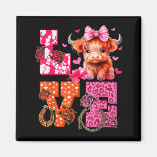 Cute Highland Cow And Nk Heart Valentines Day Love Magnet