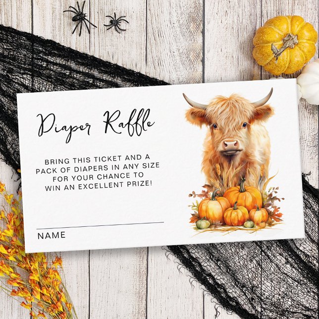 Cute Highland Cow Autumn Baby Shower Diaper Raffle Enclosure Card (Creator Uploaded)
