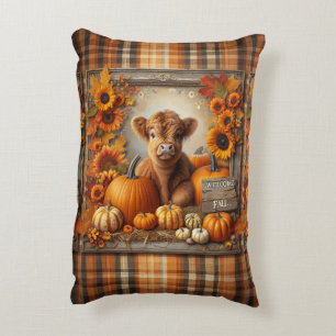Cute Highland Cow Autumn print Decorative Cushion