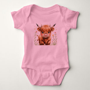 Cute Highland Cow Baby Bodysuit