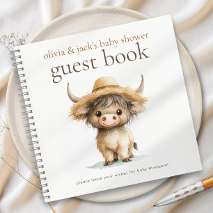 Cute Highland Cow Baby Shower Guest Book