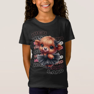 Cute Highland Cow Ballerina – Kawaii Animal T-Shirt