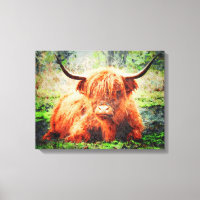 Cute Highland Cow Cattle Watercolour Art Painting