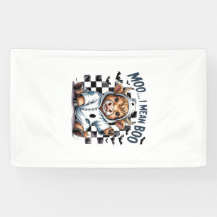 Cute Highland Cow Chequered Halloween Te Banner