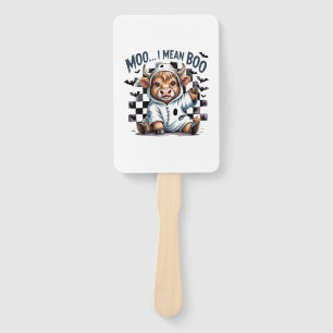 Cute Highland Cow Chequered Halloween Te Hand Fan