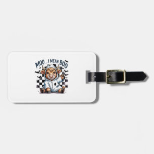 Cute Highland Cow Chequered Halloween Te Luggage Tag
