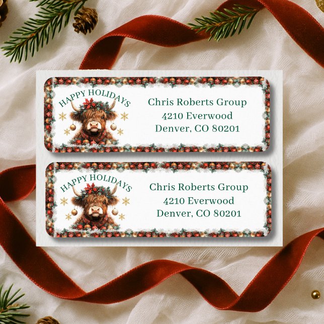  Cute Highland Cow Christmas Business Address (Creator Uploaded)