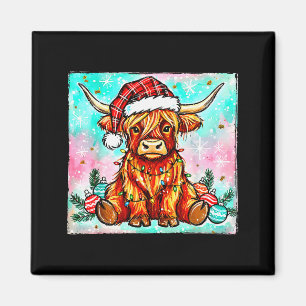 Cute Highland Cow Christmas Lights Merry Xmas Cows Magnet