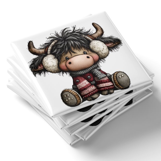 Cute Highland Cow Christmas Magnet (Cute Highland Cow Christmas Magnet by PiggyPrint Sticker.)