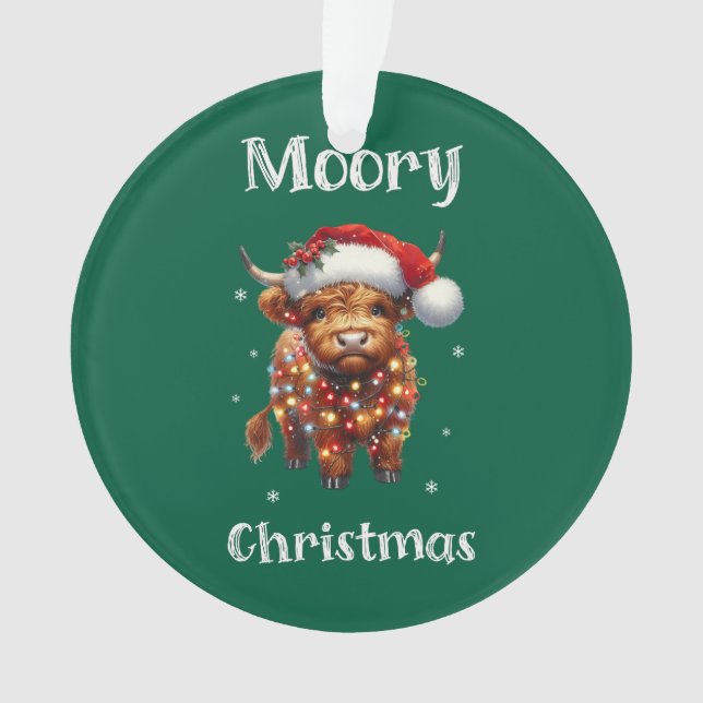 Cute Highland Cow Christmas Ornament (Front)