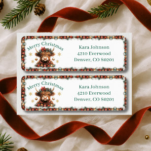 Cute Highland Cow Christmas Return Address