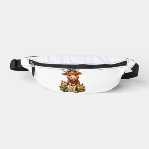 Cute Highland Cow Christmas Santa Highland Cow Lov Bum Bags