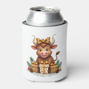 Cute Highland Cow Christmas Santa Highland Cow Lov Can Cooler