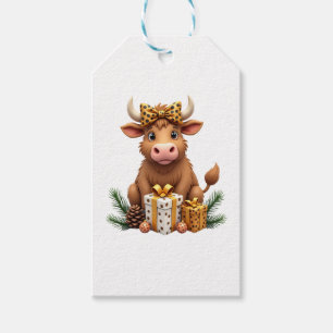 Cute Highland Cow Christmas Santa Highland Cow Lov Gift Tags