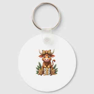 Cute Highland Cow Christmas Santa Highland Cow Lov Key Ring