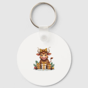Cute Highland Cow Christmas Santa Highland Cow Lov Key Ring