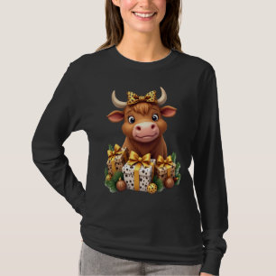 Cute Highland Cow Christmas Santa Highland Cow Lov T-Shirt