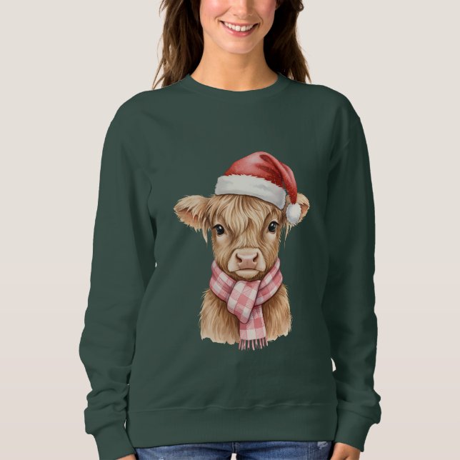 Cute Highland Cow Christmas Sweatshirt (Front)