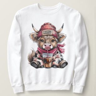 Cute Highland Cow Coffee Addict Funny Drink Coffee Sweatshirt