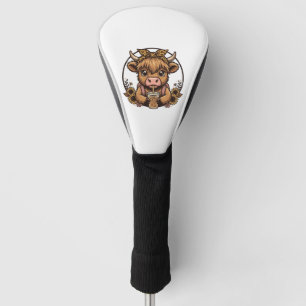 Cute Highland Cow Coffee Sunflower Vintage Shirt_1 Golf Head Cover