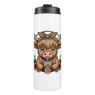 Cute Highland Cow Coffee Sunflower Vintage Shirt_1 Thermal Tumbler