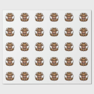 Cute Highland Cow Coffee Sunflower Vintage Shirt_1 Wrapping Paper