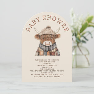Cute Highland Cow Cream Baby Shower Arch Invitation