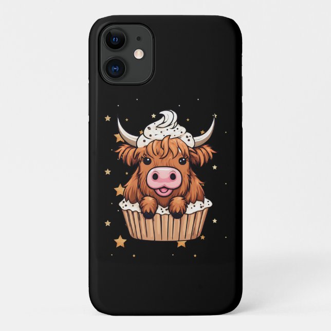 Cute Highland Cow Cupcake Case-Mate iPhone Case (Back)