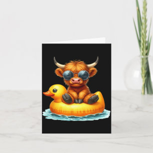 Cute Highland Cow Duck Ol Float Summer Vibes Swimm Card