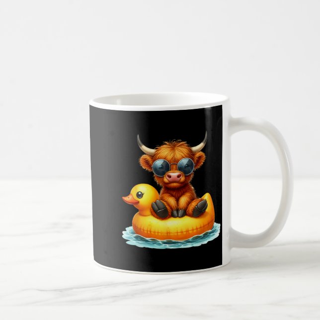 Cute Highland Cow Duck Ol Float Summer Vibes Swimm Coffee Mug (Right)