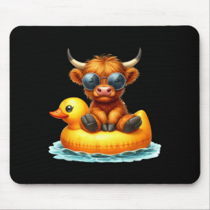 Cute Highland Cow Duck Ol Float Summer Vibes Swimm Mouse Pad