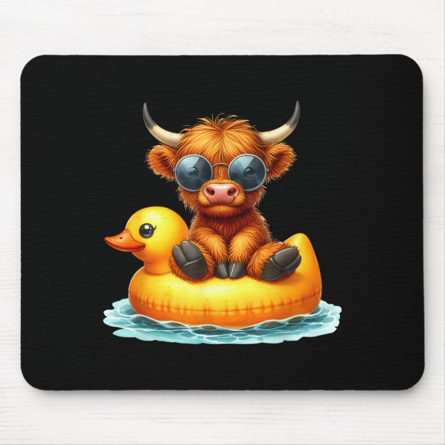 Cute Highland Cow Duck Ol Float Summer Vibes Swimm Mouse Pad (Front)