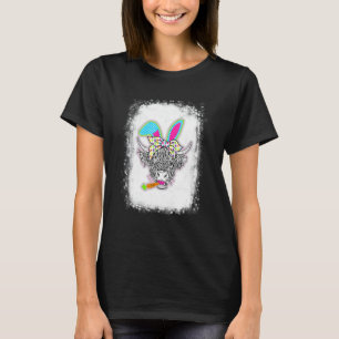 Cute Highland Cow Easter Bunny Cow Girls Easter Da T-Shirt