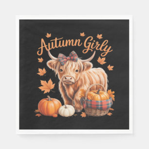 Cute Highland Cow Fall Autumn Girly Thanksgiving C Napkin