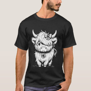 Cute Highland Cow Farm Girl Scottish Highland Catt T-Shirt