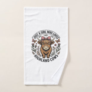 Cute Highland Cow Girl Vintage Floral Shirt Design Hand Towel