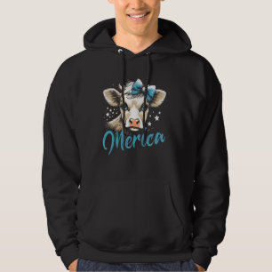 Cute Highland Cow Happy 4th Of July USA American F Hoodie