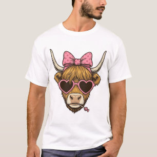 Cute Highland Cow Heart Glasses Vintage Shirt Desi
