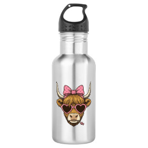 Cute Highland Cow Heart Glasses Vintage Shirt Desi 532 Ml Water Bottle