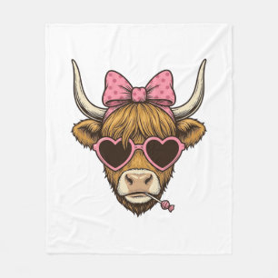 Cute Highland Cow Heart Glasses Vintage Shirt Desi Fleece Blanket
