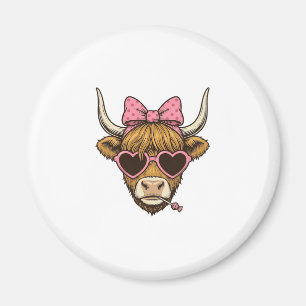 Cute Highland Cow Heart Glasses Vintage Shirt Desi Magnet