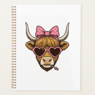 Cute Highland Cow Heart Glasses Vintage Shirt Desi Planner