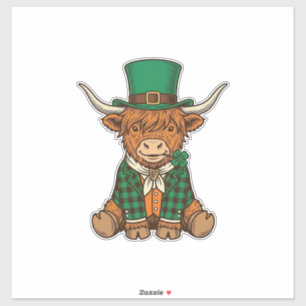 Cute Highland Cow Irish Clover Vintage Shirt Desig