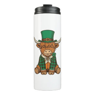Cute Highland Cow Irish Clover Vintage Shirt Desig Thermal Tumbler